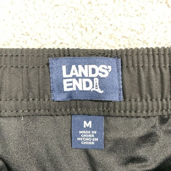 NEW Lands End Mens Size M Elastic Waist Drawstring Swim Shorts Black - Picture 4 of 9